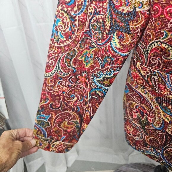 Vintage Coldwater Jacket Red Paisley Tapestry Retro Boho Casual L - Picture 4 of 14
